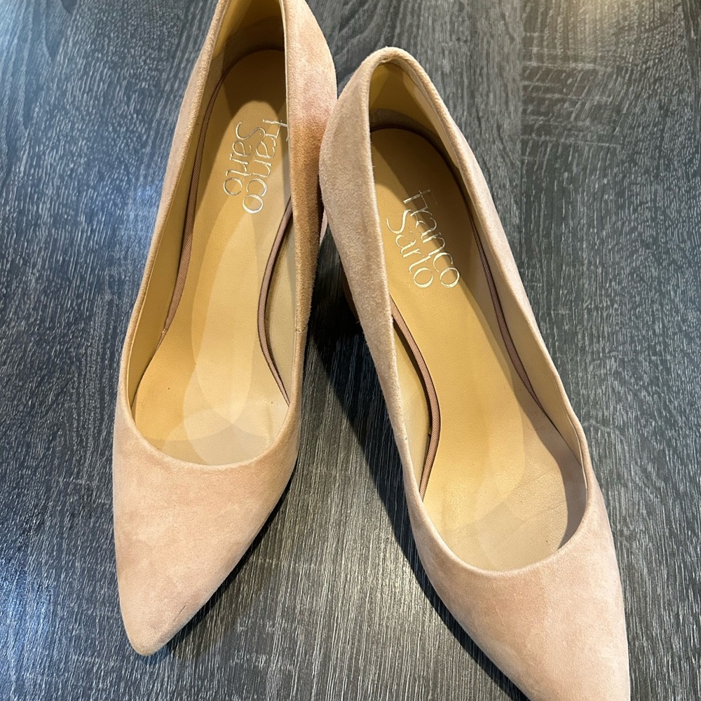 Franco Sarto Nude Suede Pointed-Toe Pumps